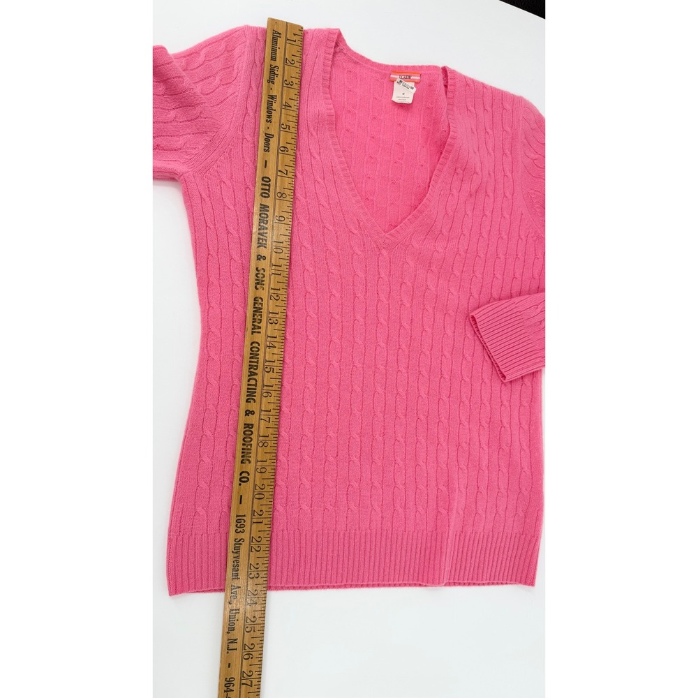 J.Crew Womens Pink 100% Cashmere Cable Knit V-Neck Sweater Medium - Picture 5 of 8